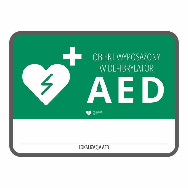 Tablica informacyjna AED LOKALIZACJA — 35 x 26 cm