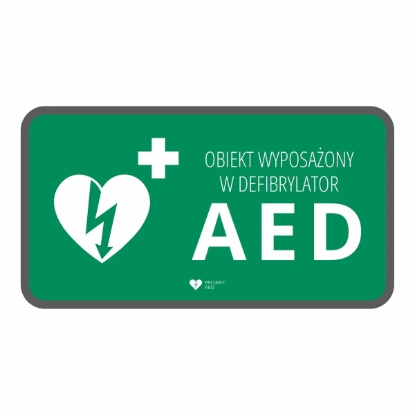 Tablica informacyjna AED OBIEKT ILCOR — 35 x 19 cm